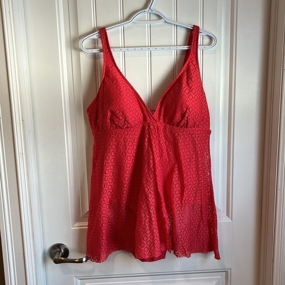 Nwt Coral 16 Swim Solutions flyaway crochet tummy control - Picture 3 of 12